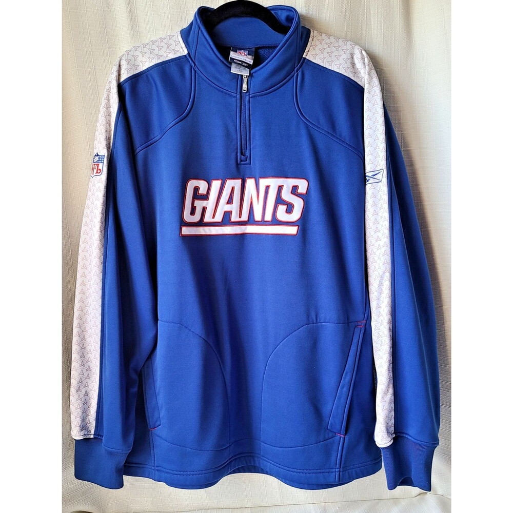Reebok New York Giants NFL Sideline 1/4 Zip Pullover Jacket Men's L Blue